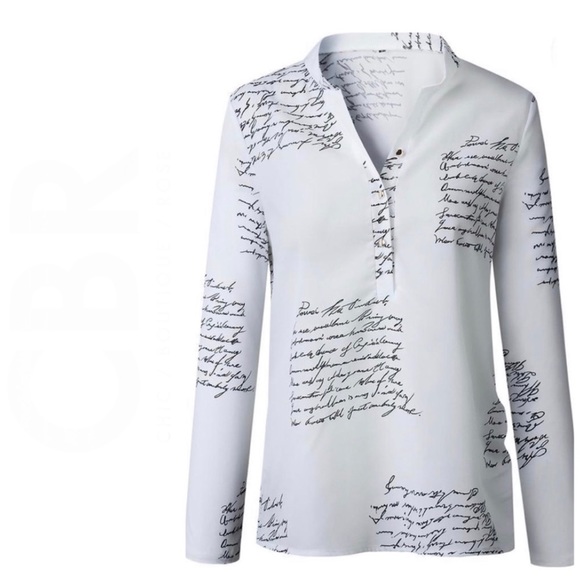 Handwriting Print Casual Shirt - Picture 2 of 12